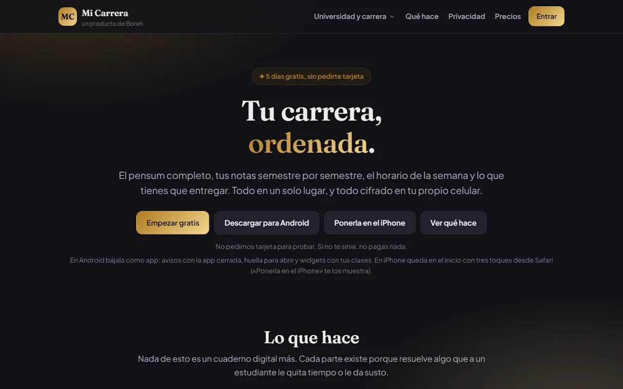 Mi Carrera en un computador: «Tu carrera, ordenada».